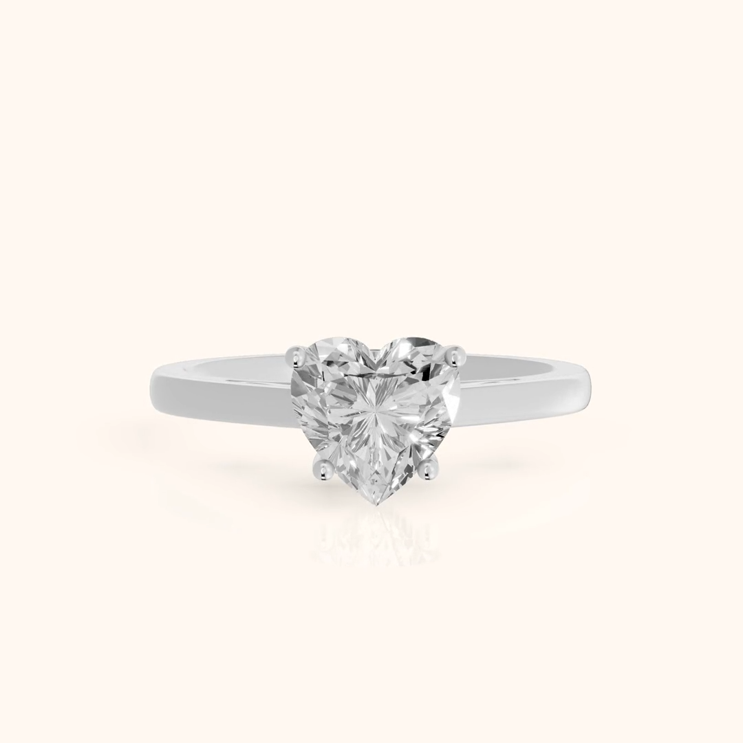 Iris Vintage Heart Diamond Engagement Ring in White Gold
