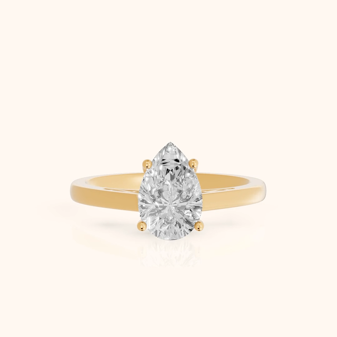 Iris Vintage Pear Diamond Engagement Ring in Yellow Gold