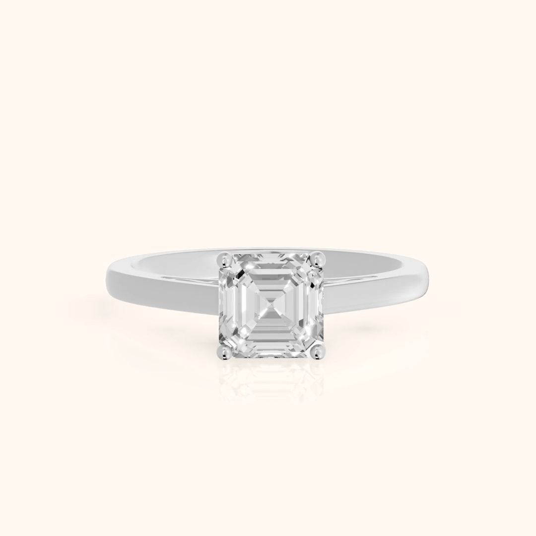 Iris Vintage Asscher Diamond Engagement Ring in White Gold