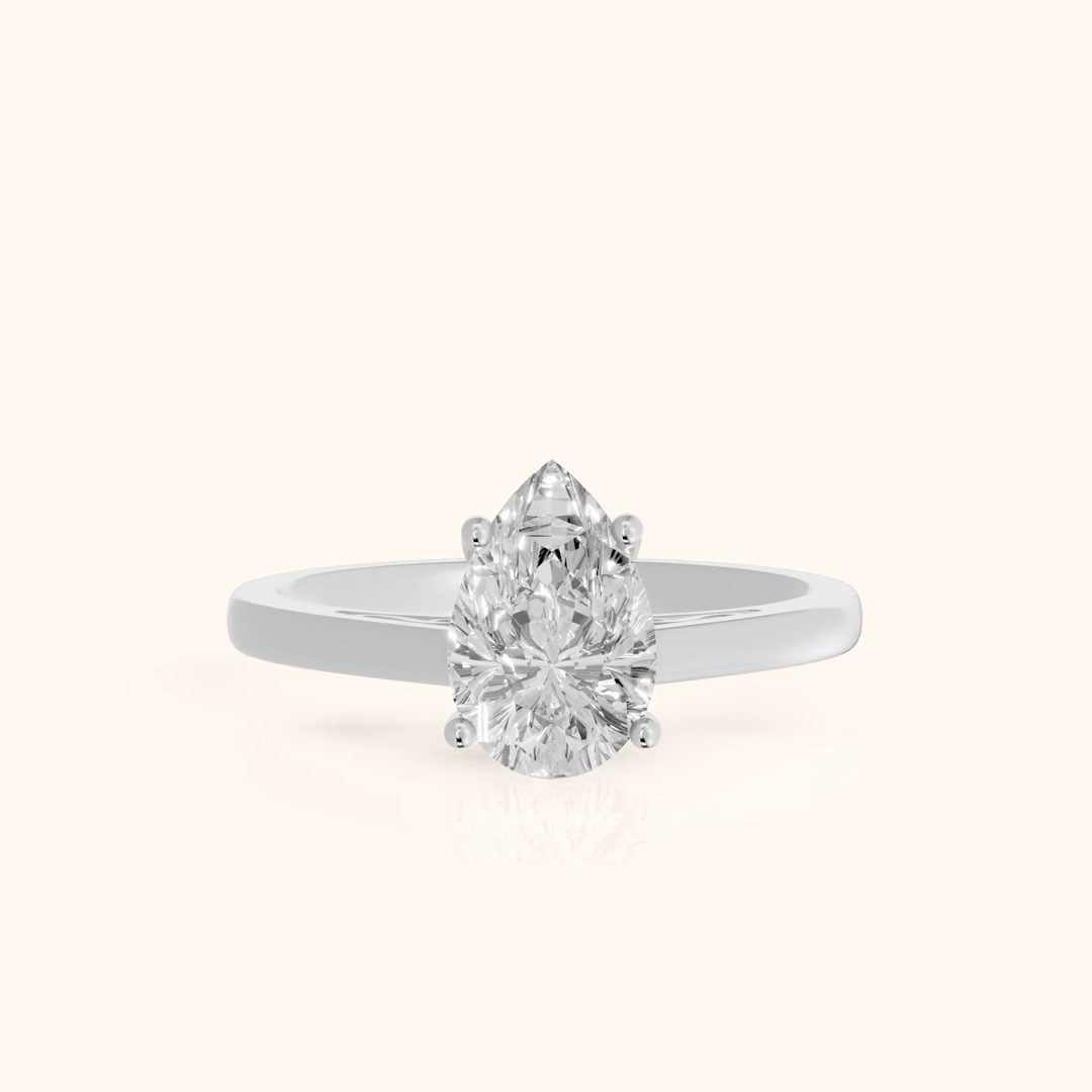 Iris Vintage Pear Diamond Engagement Ring in White Gold
