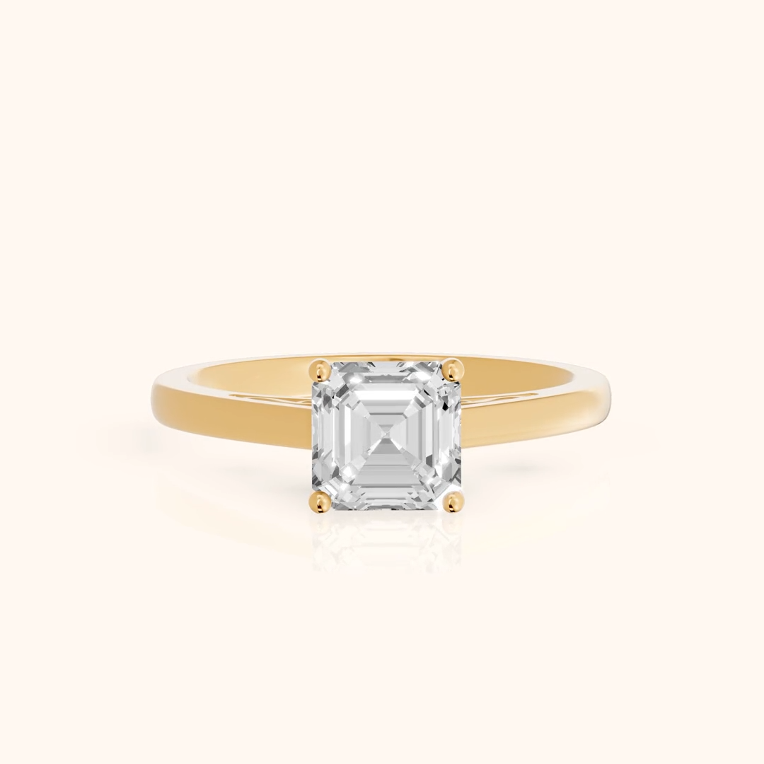 Iris Vintage Asscher Diamond Engagement Ring in Yellow Gold
