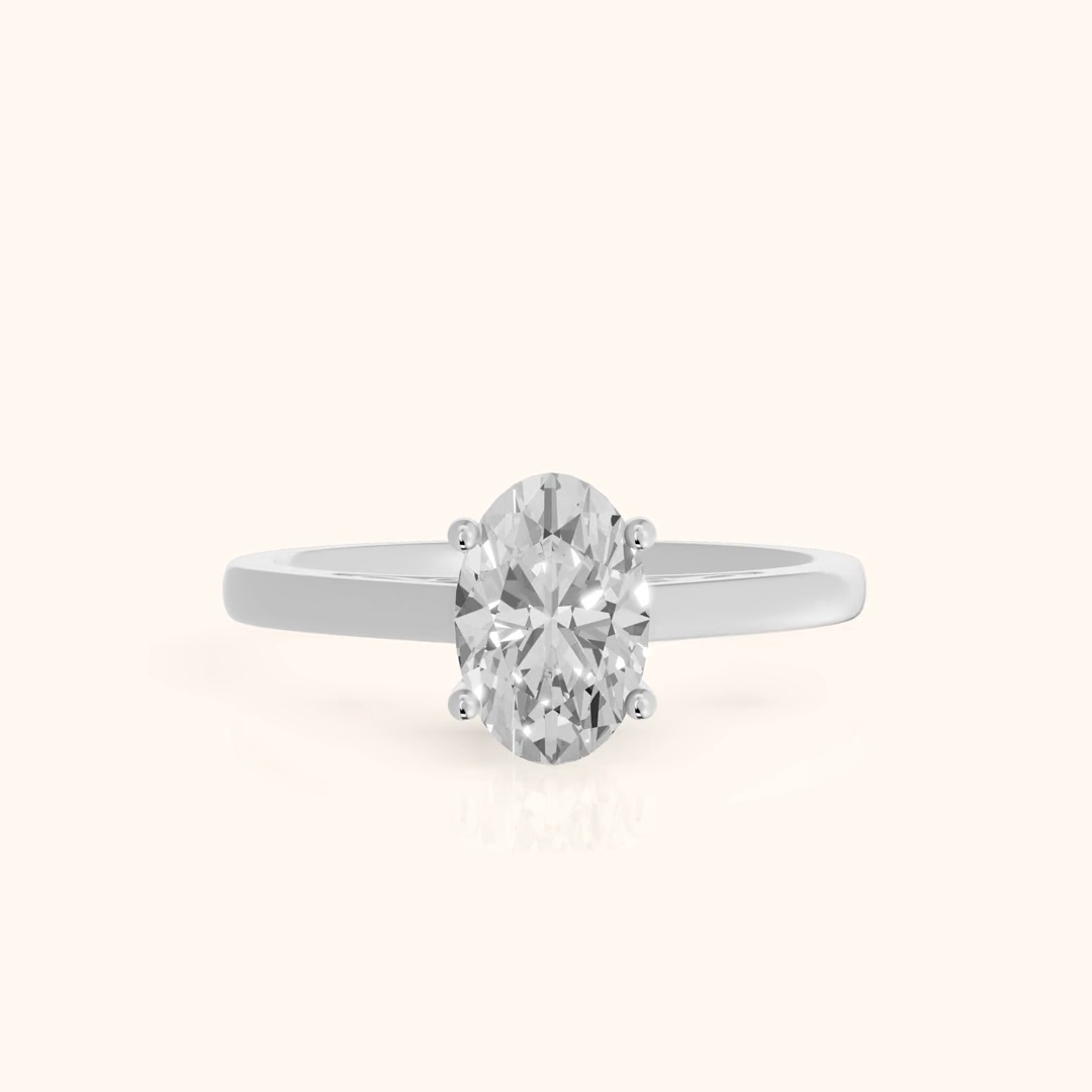 Iris Vintage Oval Diamond Engagement Ring in Silver