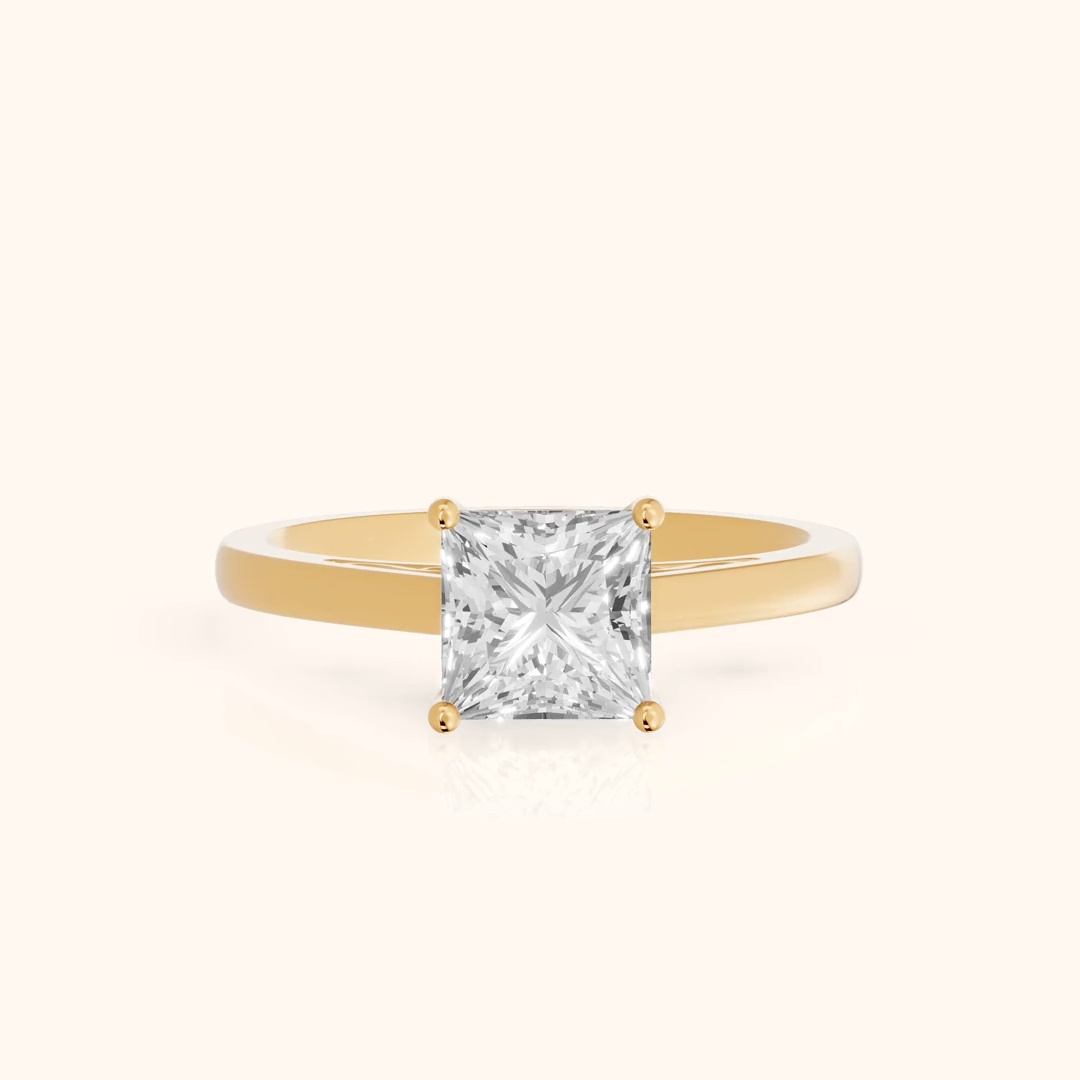 Iris Vintage Princess Diamond Engagement Ring in Yellow Gold