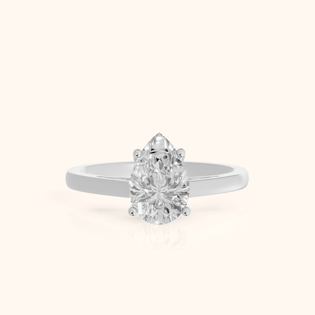Iris Vintage Pear Diamond Engagement Ring in Platinum
