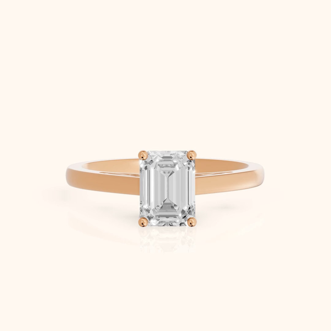 Iris Vintage Emerald Diamond Engagement Ring in Rose Gold