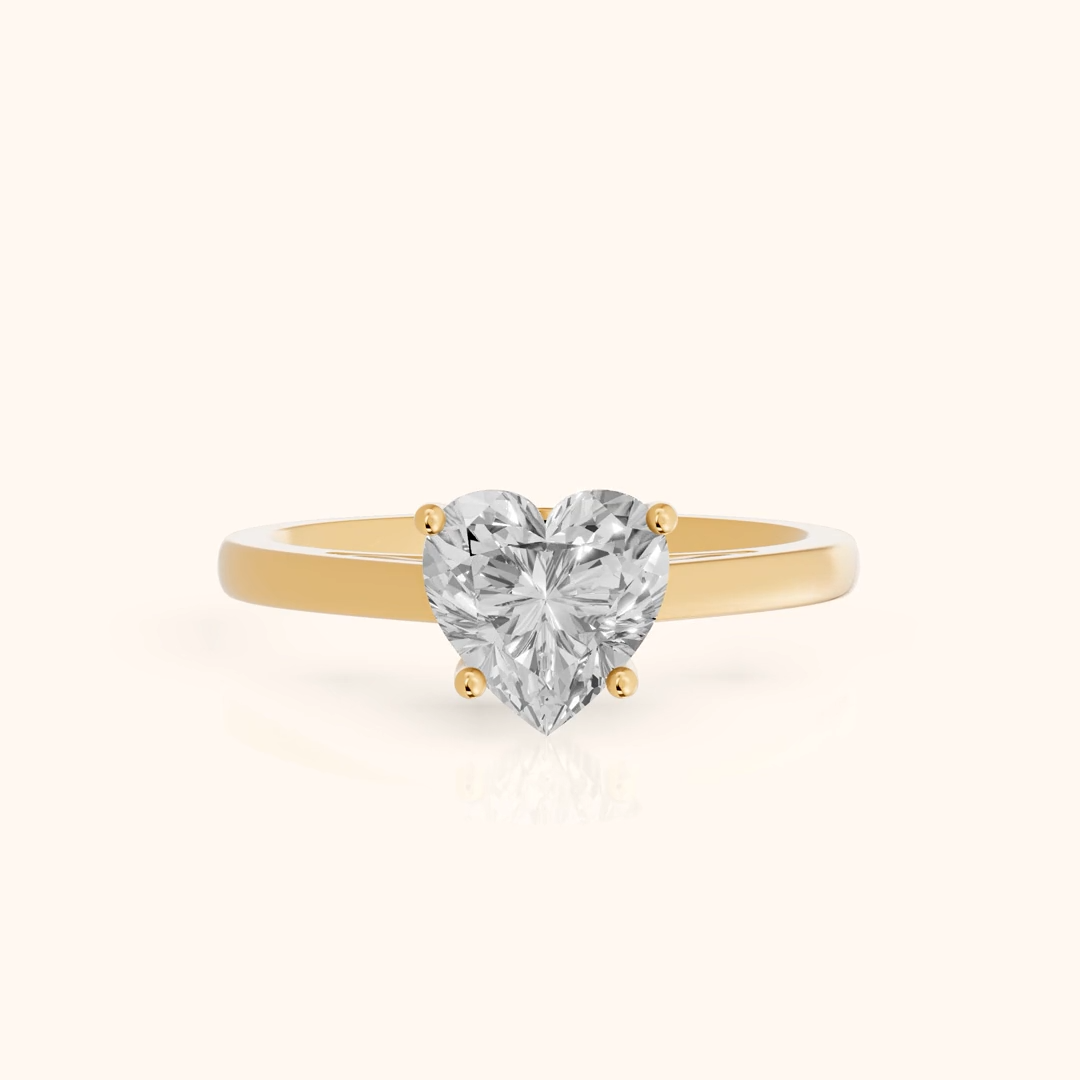 Iris Vintage Heart Diamond Engagement Ring in Yellow Gold