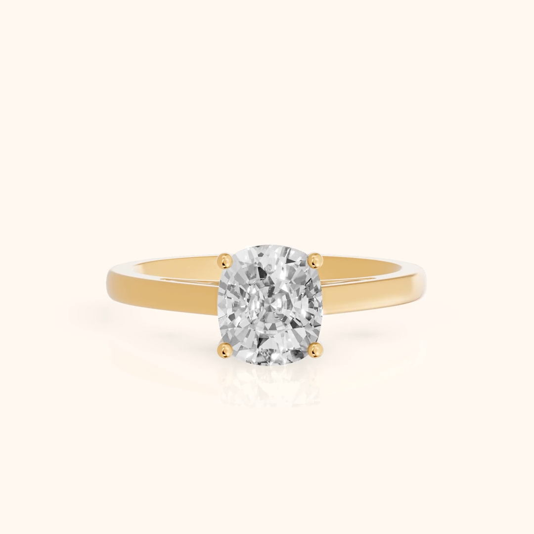 Iris Vintage Cushion Diamond Engagement Ring in Yellow Gold