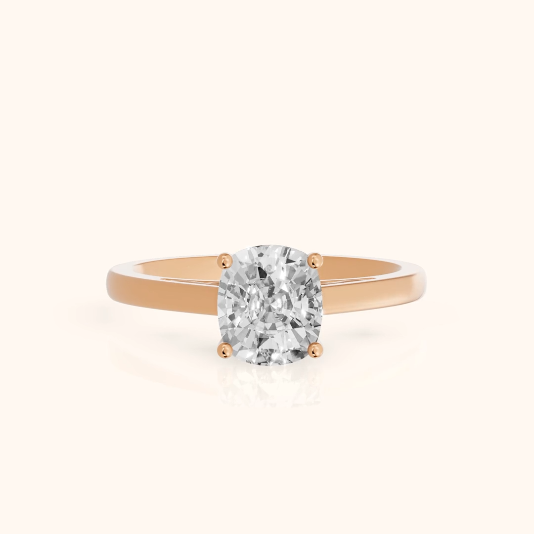 Iris Vintage Cushion Diamond Engagement Ring in Rose Gold