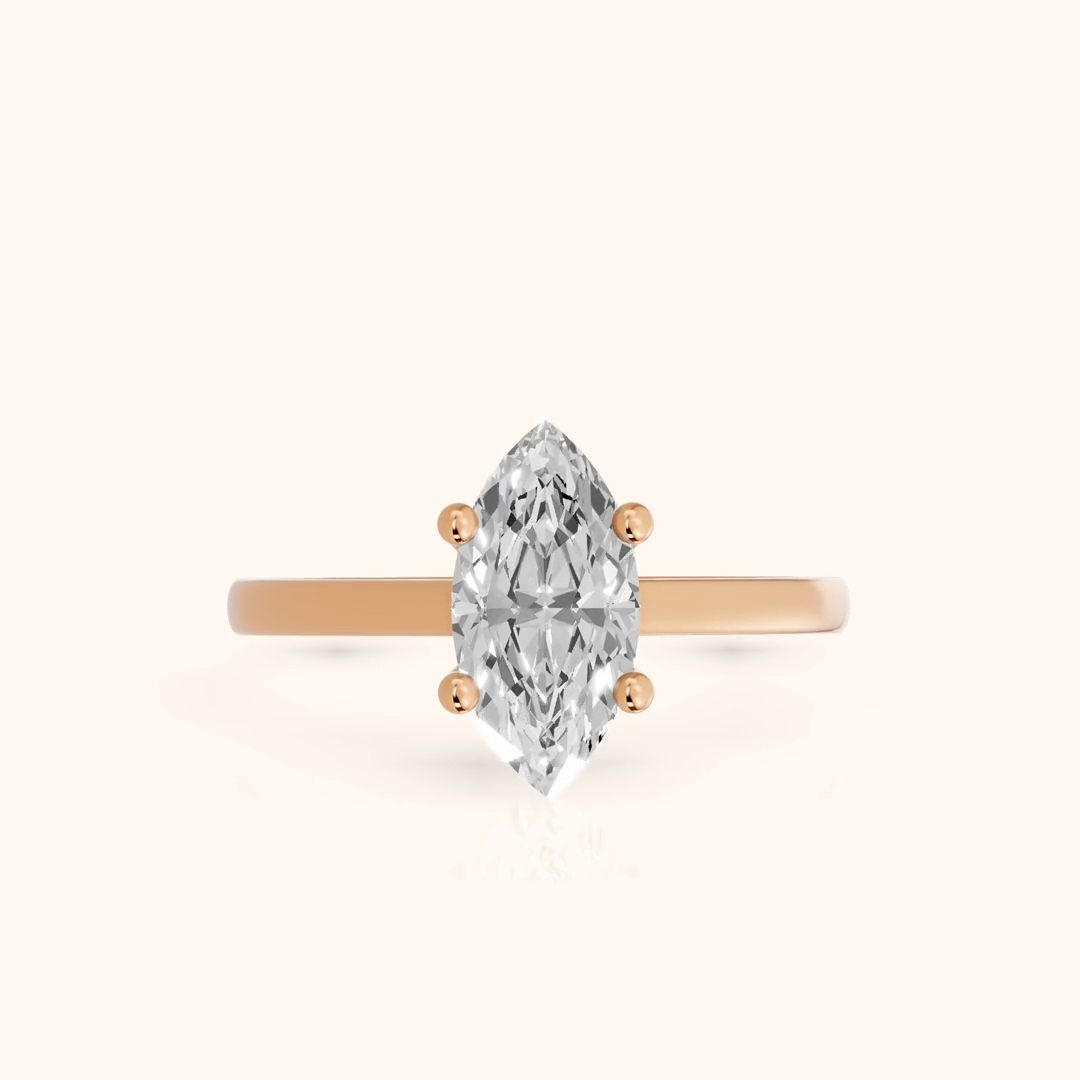 Iris Vintage Marquise Diamond Engagement Ring in Rose Gold