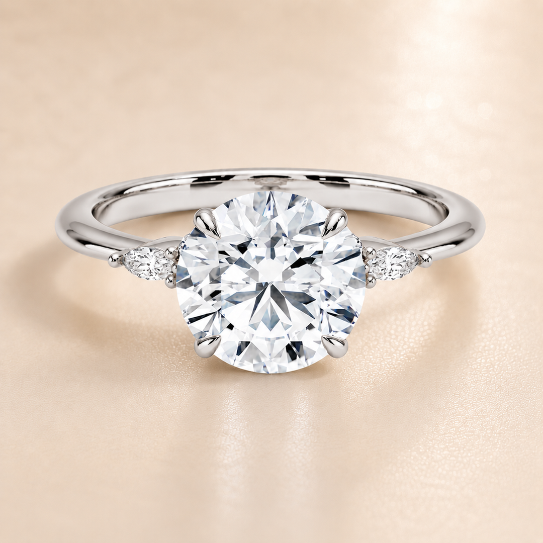 Accents Triology Engagement Ring in White Gold