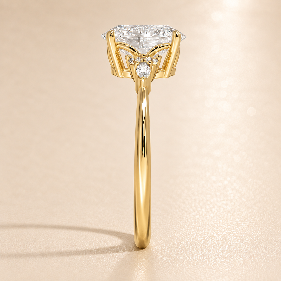 Accents Triology Engagement Ring in Yellow Gold
